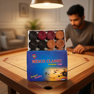 JR MS INDUSTRIES Miesco Classic Carrom Coin Set 8mm Pièces de jeu de société d'intérieur en bois, en boîte, Rouge, Noir, Marron, pour jeu de table - Product Image 6
