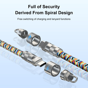 สาย PD60w ข้อมูลสำหรับโทรศัพท์แบบพกพา2อิน1, สายคล้องคอสายไนลอนสำหรับถ่ายโอนข้อมูลสามารถใช้กับคอมพิวเตอร์ได้อย่างรวดเร็วสามารถกำหนดเอง - Product Image 5
