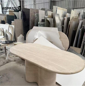 Mesa Moderna de Piedra Natural con Borde en Cascada, Muebles de Piedra Travertino al por Mayor para el Hogar de Lujo, Mesa Escultural de Piedra Natural - Product Image 2