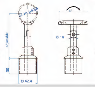Support d'extrémité de main courante carré réglable en acier inoxydable de haute qualité, personnalisé et contemporain pour hôtel