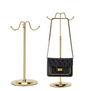 Expositor de Bolsos Metálico de Color Natural OEM, Soporte Vertical de Doble Gancho para Tiendas Minoristas y Centros Comerciales - Product Image 3