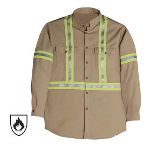 Chemises de soudeur haute visibilité réfléchissantes à manches longues, ignifuges et résistantes aux flammes, sur mesure, pour hommes, fournies par un fabricant. - Product Image 4