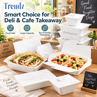 Trendz Grande Capacité Biodégradable Bagasse Salade Pâtes Sandwich Emballage Léger Boîte À Lunch Restaurant Conteneur Alimentaire À Emporter