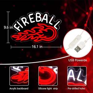 ป้ายไฟนีออน LED หลากสี FIREBALL Whiskey สำหรับตกแต่งบ้าน ห้างสรรพสินค้า และบาร์ ใช้พลังงานจาก USB ป้ายเปิด-ปิด ตกแต่งผนังห้องแมนเคฟ - Product Image 3