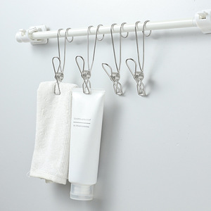 Stainless Steel Storage Clips And Hooks 4 Pcs Anti Corrosion Modern Design For <b>Bathroom</b> <b>Kitchen</b> Use - Product Image 2