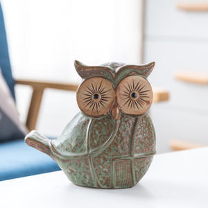 Pots de fleurs en céramique de style rétro européen moderne, glaçure au four, famille de hiboux anciens, oiseaux créatifs et mignons, finition bronze, pour la maison, bonsaï - Product Image 4