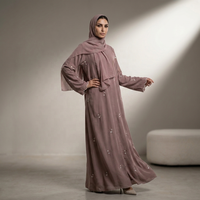 Nouvelle Abaya Élégante en Polyester pour l'été 2026, Cardigan Modeste Ouvert pour Femme Musulmane, Broderie Florale Luxe Nida
