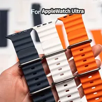 Tali Jam Tangan Silikon untuk Smart Watch 49mm 45mm 40mm 44mm 41mm Gelang Olahraga Bergaris