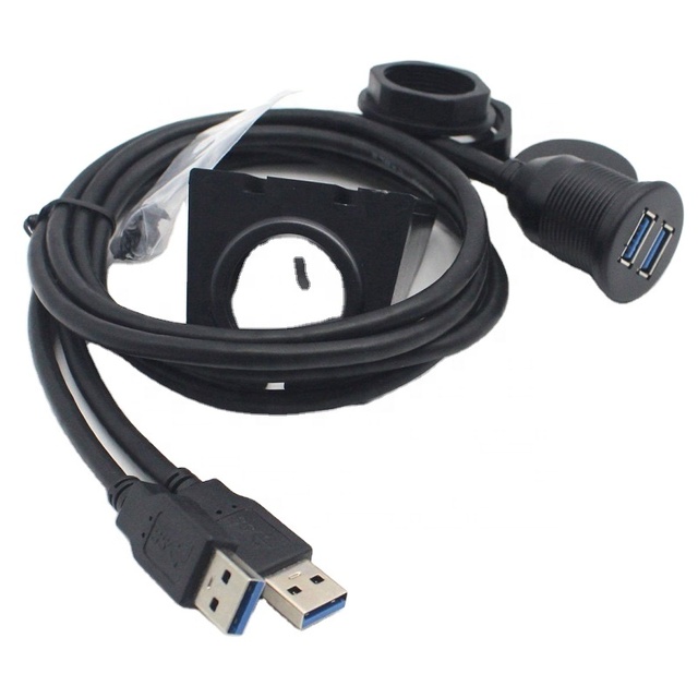 1M Car Truck Boat Motorcycle Dual USB 3.0 Male to Female Panel Flush Mount USB 3.0 Extension Cable