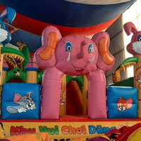 Château gonflable rose en forme d'éléphant de la marque Vietnam Thuy Linh, taille personnalisable, garantie de 12 mois, application de jeu, PVC
