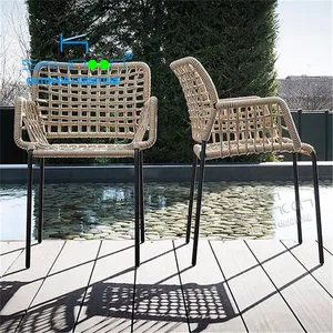 고품질 옥외 정원 의자 중국 공급자 밧줄 직물 의자 현대 디자인 안락한 금속 정원 의자 (71135A)
