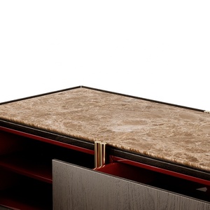 Nouveau design Enfilades de luxe Placage de chêne Bois laqué Marbre <span class=keywords><strong>et</strong></span> laiton vieilli <span class=keywords><strong>Meuble</strong></span> <span class=keywords><strong>TV</strong></span> pour salon - Product Image 3