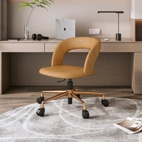 Chaise de bureau en cuir style bois naturel, luxe léger, ergonomique, pivotante, confortable pour longues sessions, chaise de bureau et d'étude