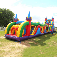 Château personnalisé parcours d'obstacles gonflable jeux de sports d'obstacles gonflables avec double toboggans