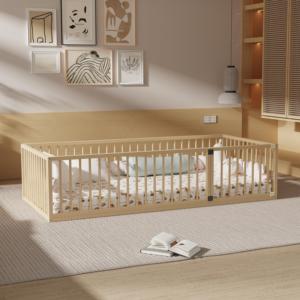 Parc pour bébé en bois massif personnalisable, barrière de lit multifonctionnelle, cloison de jeu, séparateur de pièce, conception sûre et robuste, service OEM ODM - Product Image 2