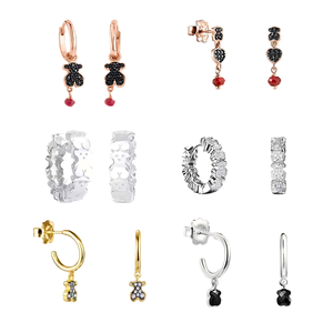 <span class=keywords><strong>Pendientes</strong></span> de Alta Calidad en Oferta 20226, Aros de Metal Pulido con Forma de Osito, Ideales para Uso Diario y Fiestas - Product Image 1