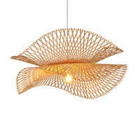 Lampe suspendue en bambou pour chambre à coucher en Asie du Sud-Est, faite à la main en osier, design moderne, LED, télécommande, DIY, diamètre 30 cm
