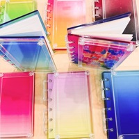 Carnet créatif A5 A7 en acrylique dégradé avec breloques flottantes, reliure DIY rechargeable, mini-journal pour les amateurs de papeterie Kawaii