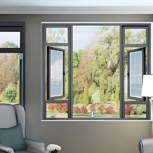 Tùy Chỉnh Mỏng Narriow Khung Cửa Sổ Cửa Sổ Đôi Kính Nhôm Kính Màu Đen Cửa Sổ Và Cửa Ra Vào Cách Âm Đu Cửa Sổ - Product Image 4
