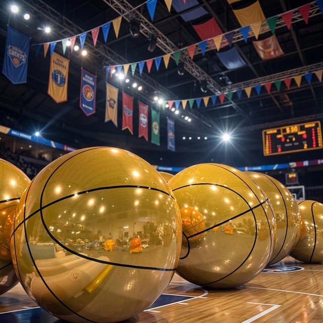 Custom Giant Hanging Shiny PVC Inflatable Beach Ball, Inflatable Mirror Basketball Balloons for Event Decoration