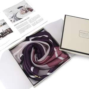 Scarf Packaging Box Simple Ins Silk Scarf Box Beige Black Border Square Silk Scarf Paper Bag And Gift Boxes