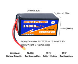 CHANDA 6S 22.2VLipo 배터리 세미 솔리드 스테이트 5C/10C FPV 드론 배터리 29500/30000/33000/36000/39000 시리즈 리튬 이온 팩 - Product Image 6