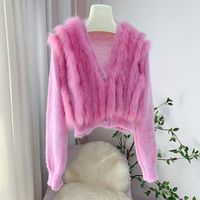 Pull en fourrure de renard véritable pour femmes en gros Manteau d'hiver Cardigan doux