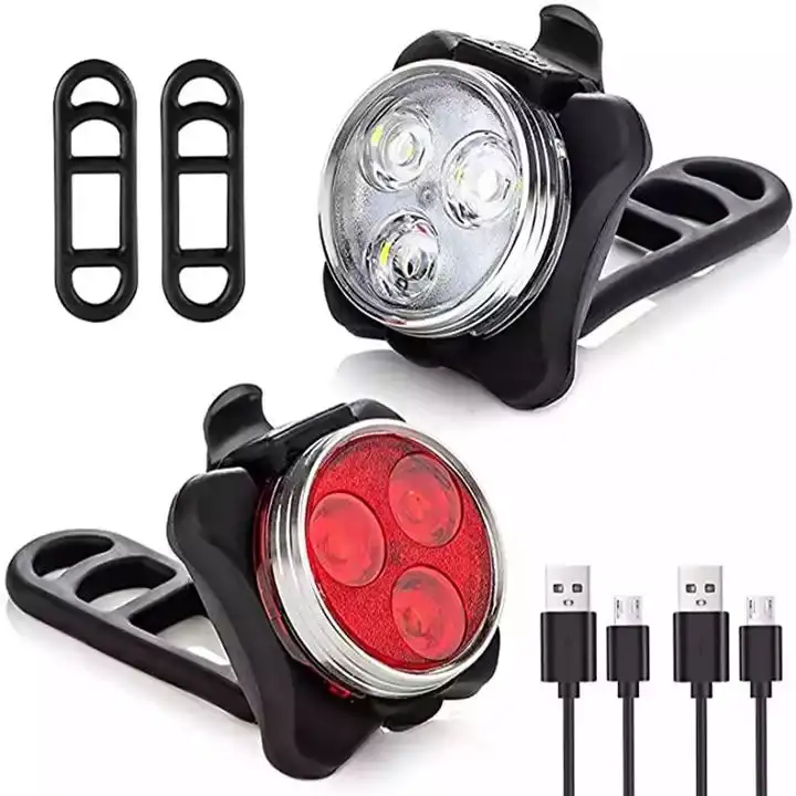 New Bicycle Accessories USB Rechargeable Front White Bicycle Light Waterproof 4 Modes Bike Red Tail LED Warning Light Set