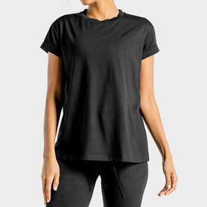 Top d'été en coton respirant personnalisé T-<span class=keywords><strong>shirt</strong></span> en coton peigné lourd à col ras du cou pour femmes - Product Image 6