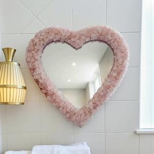 <b>Rose</b> Quartz Stone Round Wall Hanging Mirror Vanity <b>Top</b> for Crystal Gemstone Bedroom & Bath Decor Eco Friendly Customized Mirrors - Product Image 3