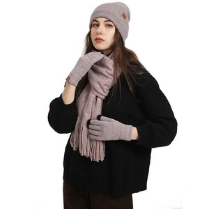 Offre Spéciale – <span class=keywords><strong>Ensemble</strong></span> Trois Pièces <span class=keywords><strong>Femme</strong></span> Personnalisé en Fibre Acrylique Tricoté (<span class=keywords><strong>Bonnet</strong></span>, Écharpe, <span class=keywords><strong>Gants</strong></span>) Multicolore Hiver, Motif Oblique, pour Rester au Chaud - Product Image 2