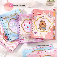Carnet à spirale rigide A5 Yichen NT003 le plus vendu, 96 pages, avec pages de séparation à motif de dessin animé et design estampé or à fenêtre