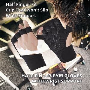 Gants de sport demi-doigts pour la gym avec support de poignet – Vente en gros |   Gants de musculation antidérapants en polyester pour l'entraînement physique - Product Image 2