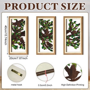 KingWIN Wooden Wall Hanging Ornament <b>Framed</b> Brown <b>Plant</b> Design For Living Room Bedroom Home Decor - Product Image 4