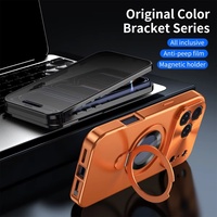 Coque de téléphone en métal aluminium de luxe en gros pour 17/14/15/16 Pro Max avec support magnétique et protection d'écran en verre anti-espion