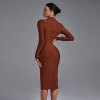 Robe moulante élégante pour femmes, col en V, manches longues, style formel, longueur genou, bandage, de haute qualité, Ocstrade