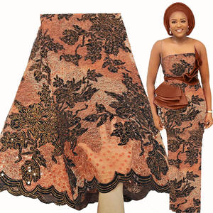 Bestway boda Africana moda flocado <span class=keywords><strong>terciopelo</strong></span> secuencia tela de encaje neto - Product Image 4