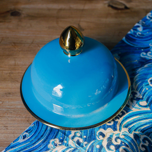 Tarro de cerámica esmaltado azul, recipiente de almacenamiento de porcelana, decorativo, jengibre, popular, proveedor de China - Product Image 5