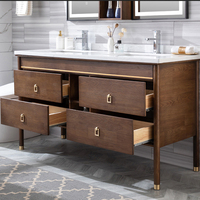 Double évier italien personnalisé, armoire de salle de bain de luxe moderne avec miroir