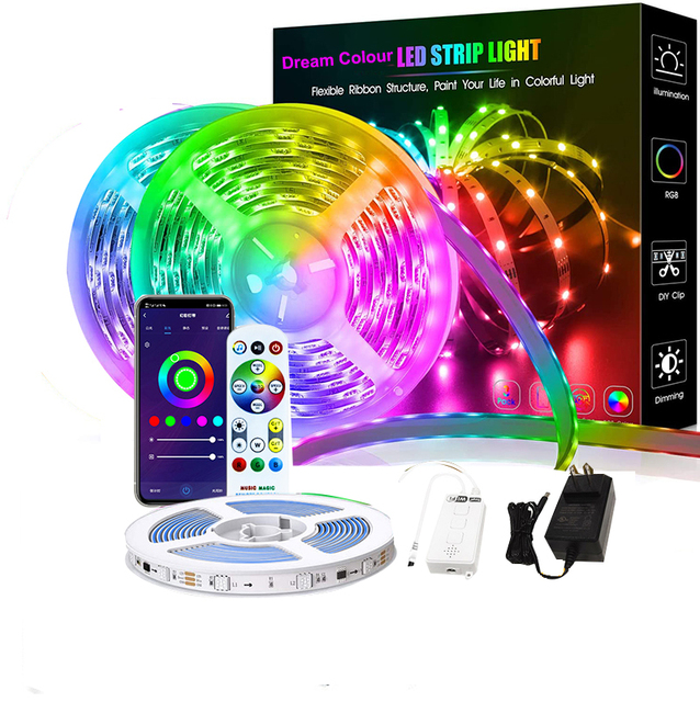 RGBIC WiFi LED Light Strip Music Sync Chasing Effect Dreamcolor Smart LED Strip Lights with Alexa Google Home in Kit