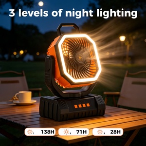 Ventilateur portable multifonctionnel LED USB d'extérieur, 4 vitesses, sur pied, rechargeable 20000 mAh, pour camping, modèle F6S - Product Image 5