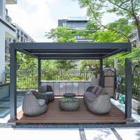 Wasserdichte Aluminium-Lamellendach-Pergola mit pulverbeschichtetem Rahmen, anpassbaren Größen für Garten und Balkon – Schatten und Natur