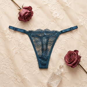 Tanga de Encaje Floral para Mujer, con Tirantes Ajustables, Cintura Baja, Ropa Interior Transparente, Sexy, OEM ODM - Product Image 1