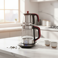 Bouilloire à thé entièrement automatique en verre borosilicate avec protection contre l'ébullition à sec, grande capacité de 1,7 L, température constante