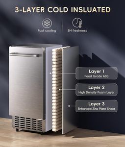 <span class=keywords><strong>Machine</strong></span> <span class=keywords><strong>à</strong></span> glaçons en forme de pépites ecozy sous le <span class=keywords><strong>comptoir</strong></span>, intégrée, autonome, 66 lb/jour, autonettoyante, en acier inoxydable - Product Image 2
