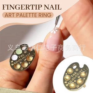 Paleta de manicura para uñas, anillo de aluminio dorado ovalado en forma de U, 5 piezas, plantilla para diseño de uñas - Product Image 3