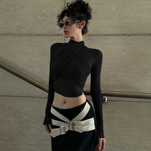 New Arrival Slimming Bandage Full Sleeve <strong>Crop</strong> <strong>Red</strong> Women's <strong>Tops</strong> Sexy Transparent T Shirt for Women - Product Image 5