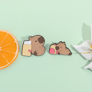 Kawaii Capybara Schule Emaille Pins Cartoon Bildung Tier Brosche Revers Abzeichen Schmuck Geschenk für Studenten - Product Image 2