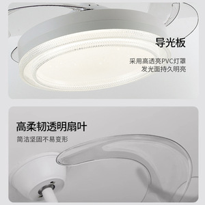 Ventilateur de plafond intelligent à spectre complet de luxe léger français, lampe principale pour salon et salle à manger, <span class=keywords><strong>lustre</strong></span> en cristal - Product Image 3