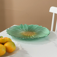 Assiette de présentation en verre texturé pétales sculptés, style moderne, 13 pouces, pour centre de table de mariage, fruits, apéritifs, desserts, traiteur